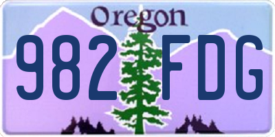 OR license plate 982FDG