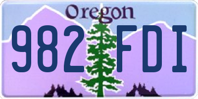 OR license plate 982FDI