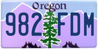 OR license plate 982FDM