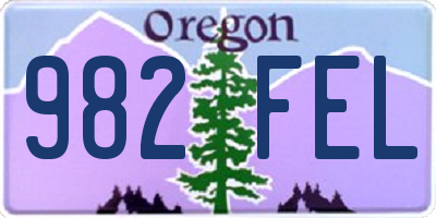 OR license plate 982FEL