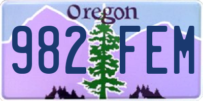 OR license plate 982FEM