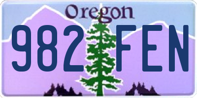 OR license plate 982FEN