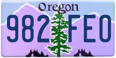 OR license plate 982FEO