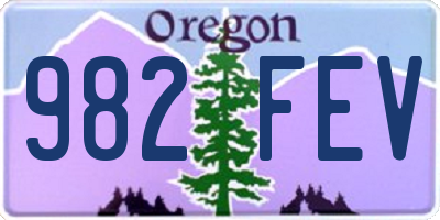OR license plate 982FEV