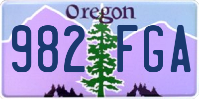 OR license plate 982FGA