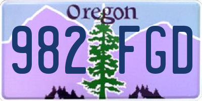 OR license plate 982FGD