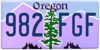 OR license plate 982FGF