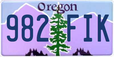 OR license plate 982FIK