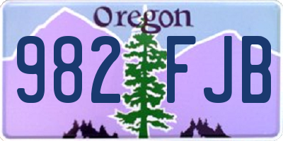 OR license plate 982FJB