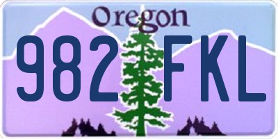 OR license plate 982FKL