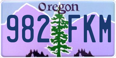 OR license plate 982FKM