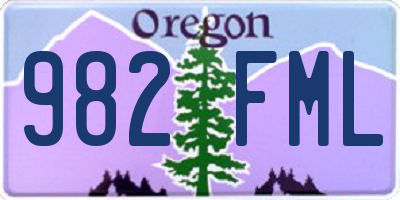 OR license plate 982FML