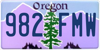 OR license plate 982FMW