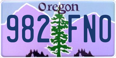 OR license plate 982FNO