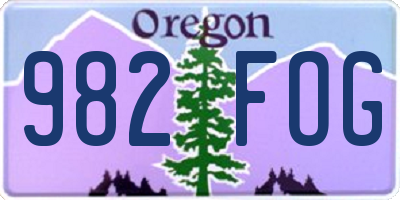 OR license plate 982FOG