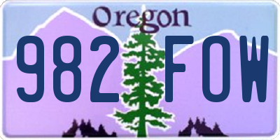 OR license plate 982FOW