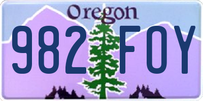 OR license plate 982FOY