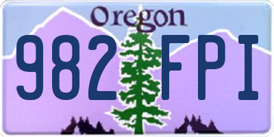 OR license plate 982FPI