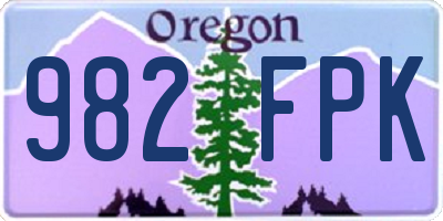 OR license plate 982FPK