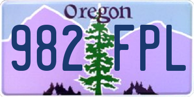 OR license plate 982FPL