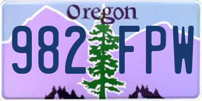 OR license plate 982FPW