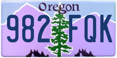 OR license plate 982FQK