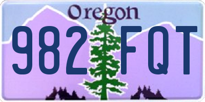 OR license plate 982FQT