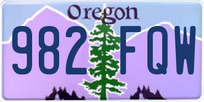 OR license plate 982FQW