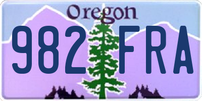 OR license plate 982FRA