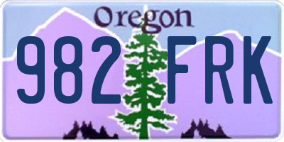 OR license plate 982FRK