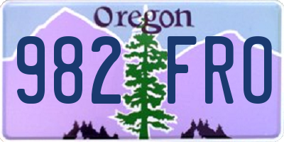 OR license plate 982FRO
