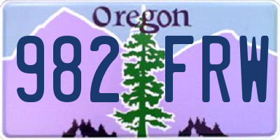 OR license plate 982FRW