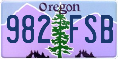 OR license plate 982FSB