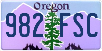 OR license plate 982FSC