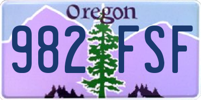 OR license plate 982FSF