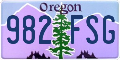 OR license plate 982FSG