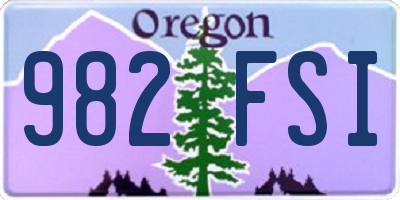 OR license plate 982FSI