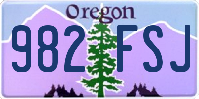 OR license plate 982FSJ