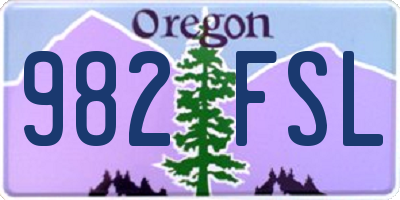 OR license plate 982FSL