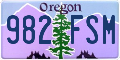 OR license plate 982FSM