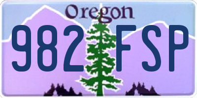 OR license plate 982FSP