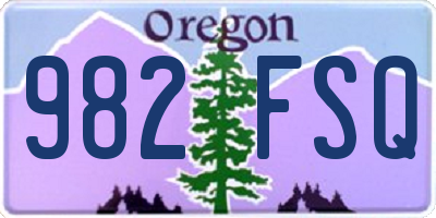 OR license plate 982FSQ
