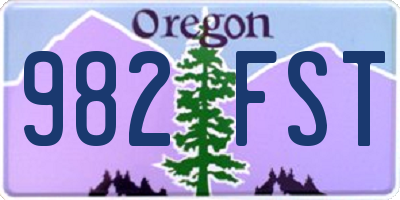 OR license plate 982FST