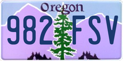 OR license plate 982FSV