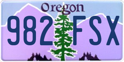 OR license plate 982FSX