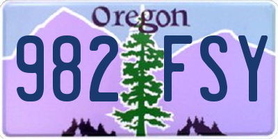 OR license plate 982FSY