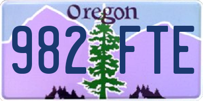 OR license plate 982FTE