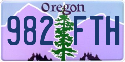 OR license plate 982FTH