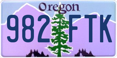 OR license plate 982FTK