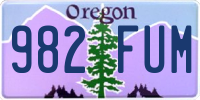 OR license plate 982FUM